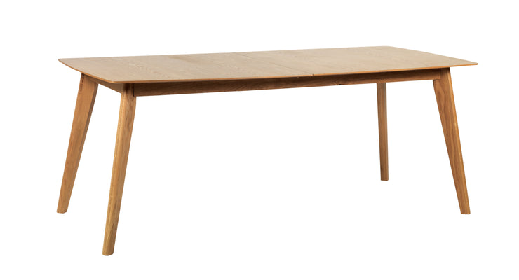 Tammenvärinen jatkettava Cirrus-ruokapöytä, koko 190 x 90 cm ja korkeus 75 cm. Pöytä on jatkettuna 235 x 90 cm.