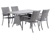 Rakenna mieluisa ruokaryhmä terassille valitsemalla pöydän kanssa yhteensopivat tuolit Suvi-mallistossa. Kuvan ryhmässä Suvi Kevyt-tuolit ja harmaa Suvi-pöytä 140 x 85 cm.