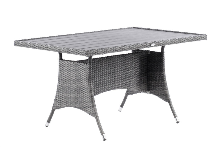 Ulkokäyttöön sopiva harmaa Suvi-pöytä koossa 140 x 85 cm.