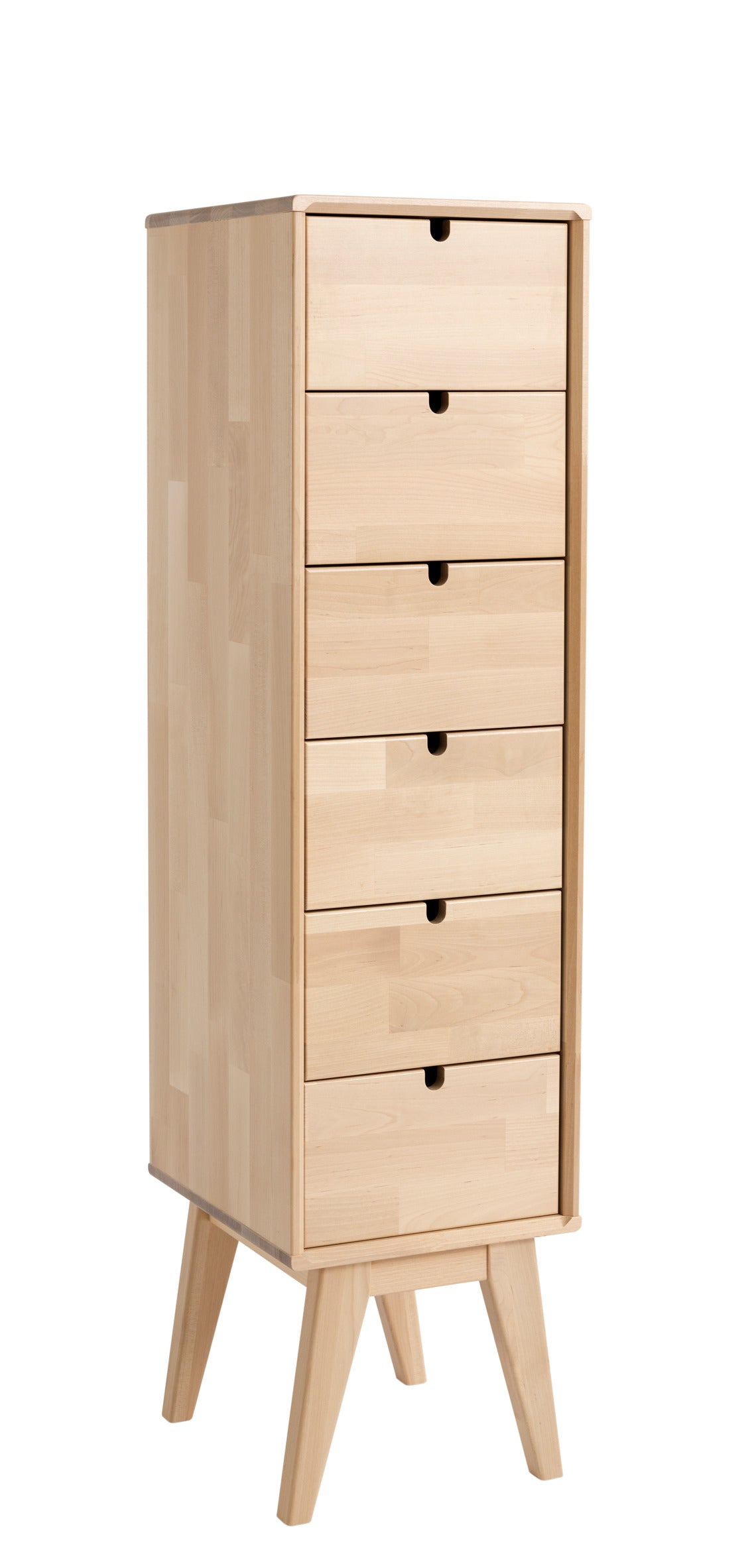 Elegantti korkea Notte-lipasto sopii kapeana huonekaluna useisiin eri tiloihin kotona.