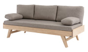Luonnonvärinen Notte divaani-puusohva ja beige Levon-taittopatjasarja. Vuodesohva on levitettävissä 140 cm leveäksi vuoteeksi. Patjasarja myydään erikseen.