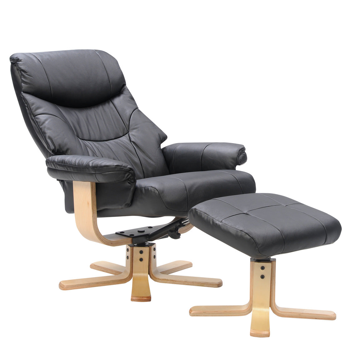 Martti tv-tuolin selkänoja kallistuu reilusti taakse ja samalla istuin liukuu eteenpäin.