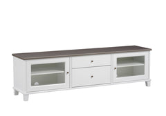 Leveä Aada tv-taso harmaalla kannella.