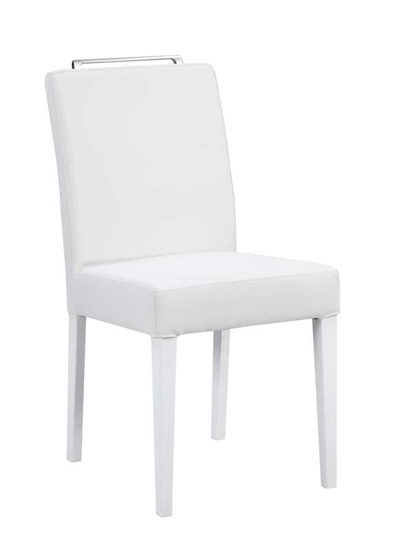 Aava-tuoli valkoisella keinonahkaverhoilulla ja valkoisilla puujaloilla.