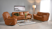 Kuvassa on Ariel-sohvakalusto ja mekanismituoli ruskealla Soft Antique 9030-nahka/keinonahkaverhoilulla.