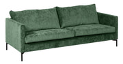 Aulanko-sohva vihreällä Eros 32 -kankaalla ja mustilla metallijaloilla.