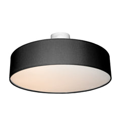 Yksinkertaisen tyylikäs Basic Low -kattoplafondi tuo pehmeää yleisvaloa. Kuvassa musta valaisin, halk. 45 cm ja korkeus 12 cm.