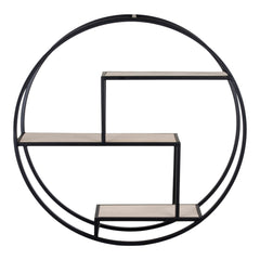 Näyttävä puunvärinen Casa-seinähylly mustalla rungolla.