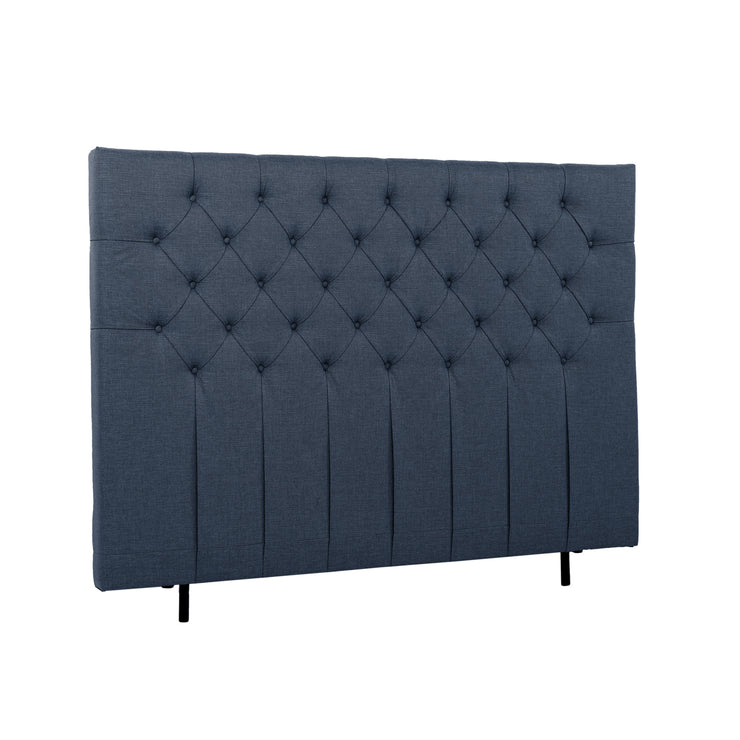 Napillinen 180 cm leveä Hilding Feel -sängynpääty korokejaloilla sinisenä.