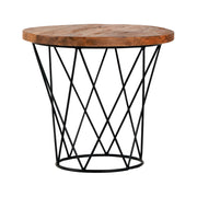 Deco Cone -lamppupöydässä on mangopuinen kansilevy ja moderni musta metallirunko.