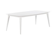 Kuvassa on Deco-ruokapöytä 195 x 100 cm kokonaan valkoisena.