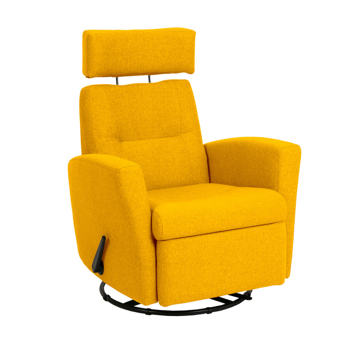 Dexter Slim recliner -lepotuoli kullanvärisellä Stella 15 -kangasverhoilulla.