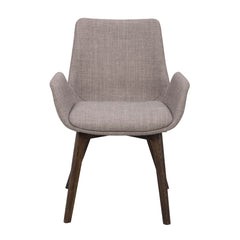 Drimsdale-tuoli harmaalla verhoilulla ja ruskeilla/savutammenvärisillä jaloilla.