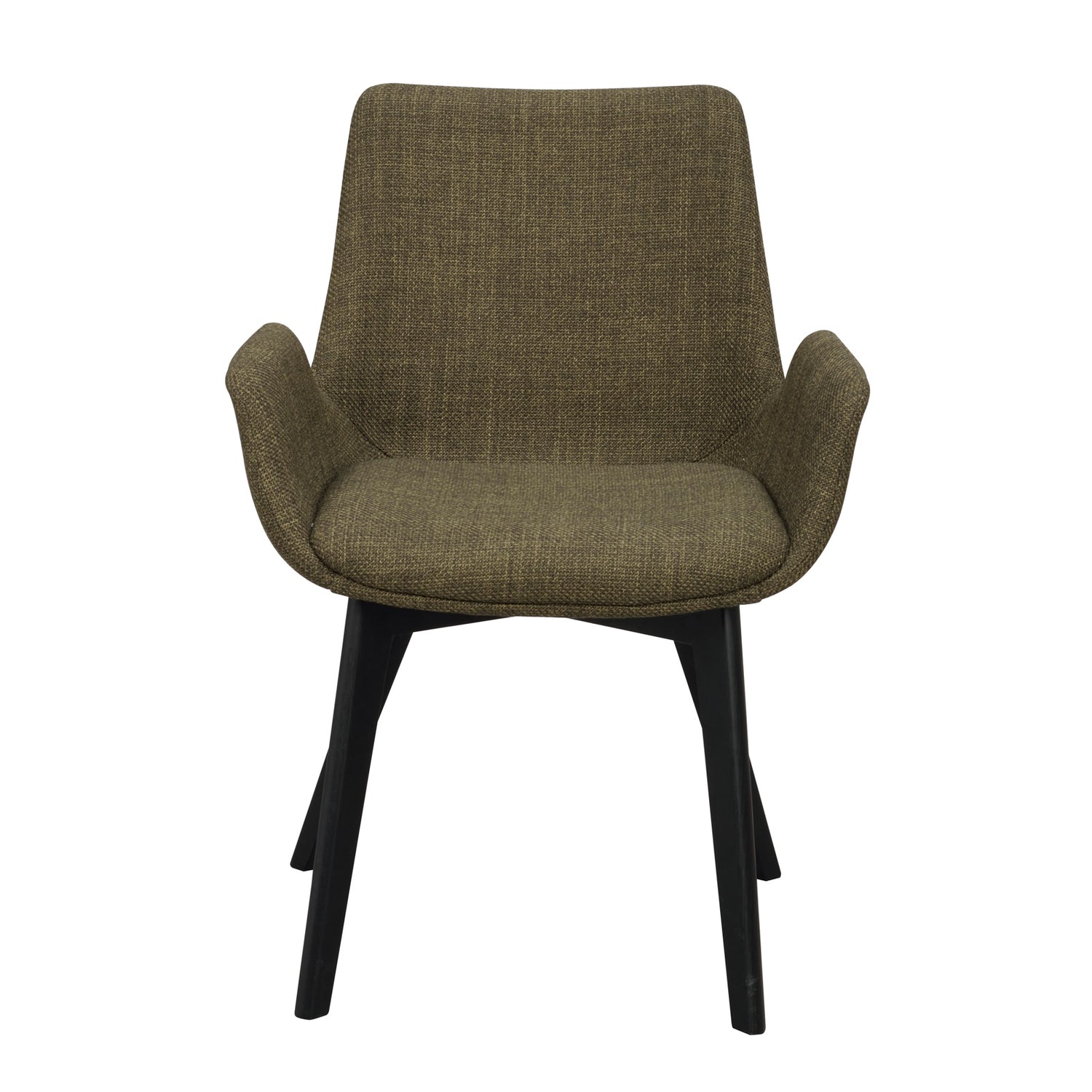 Drimsdale-tuoli vihreällä verhoilulla ja mustilla jaloilla.