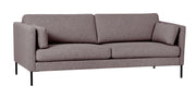 3,5 hengen Erin-sohva ruskealla Degas 16 -kangasverhoilulla ja mustilla metallijaloilla.