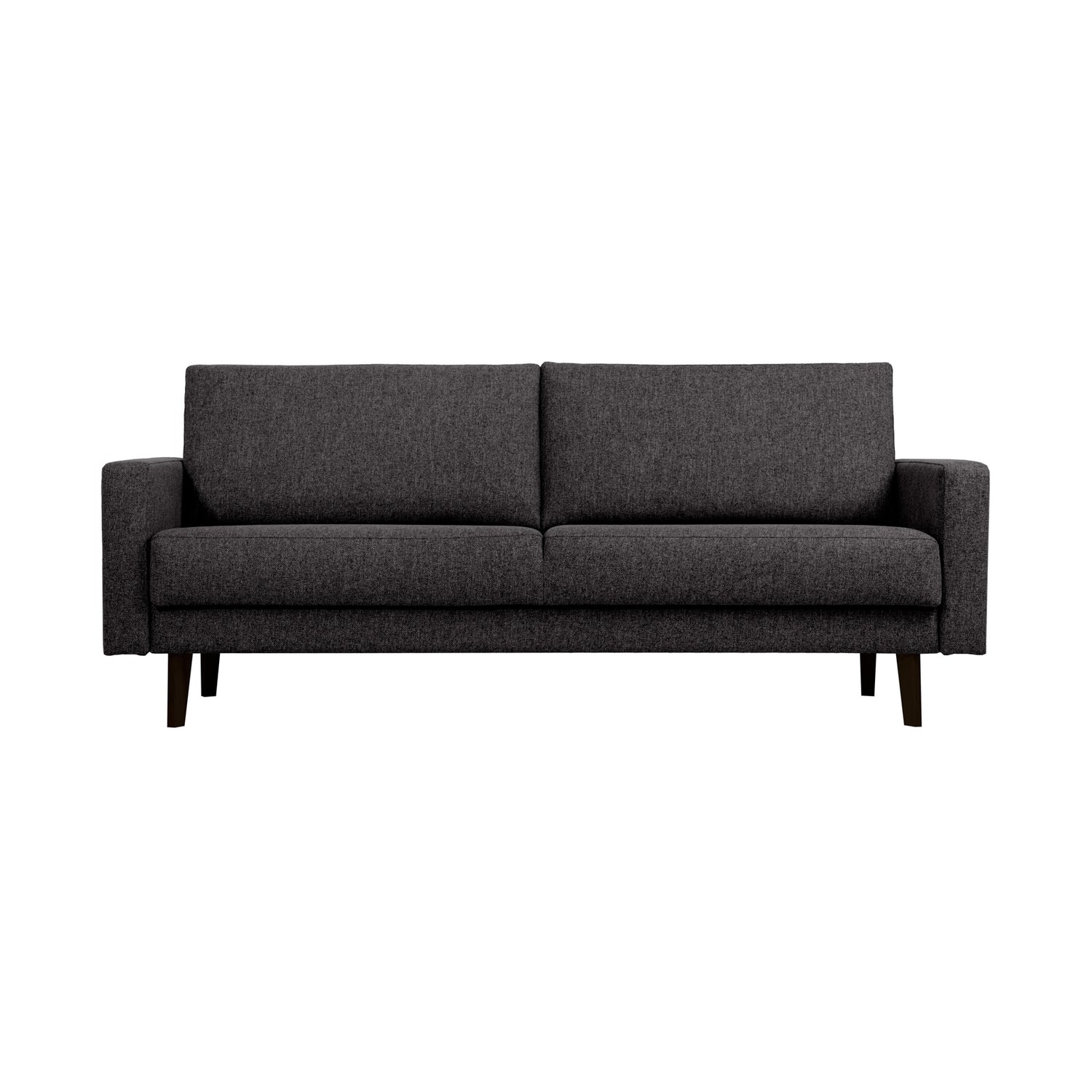 Erin-vuodesohva tummanharmaalla Degas 92 -kangasverhoilulla ja wengen värisillä tammijaloilla.