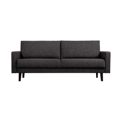 Erin-vuodesohva tummanharmaalla Degas 92 -kangasverhoilulla ja wengen värisillä tammijaloilla.