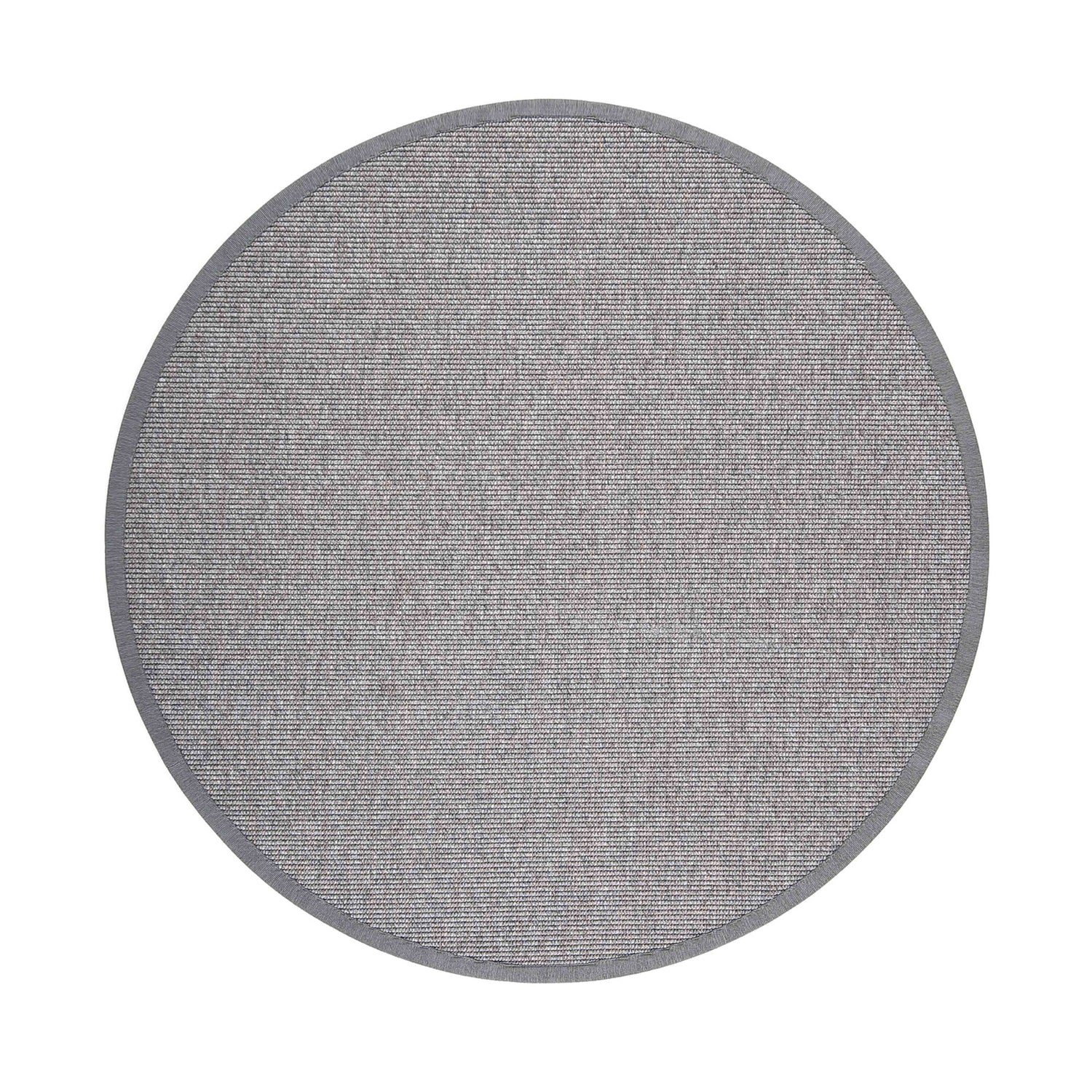 Pyöreä VM-Carpetin Esmeralda-villa-paperinarumatto harmaana.