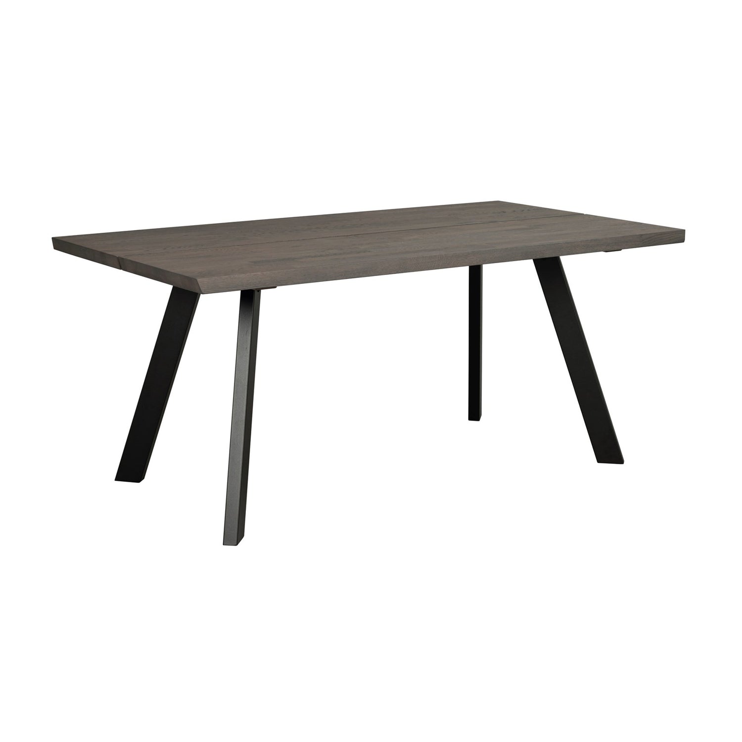 Fred-ruokapöytä 170 x 95 cm savutammenvärisellä kannella ja mustilla metallijaloilla.