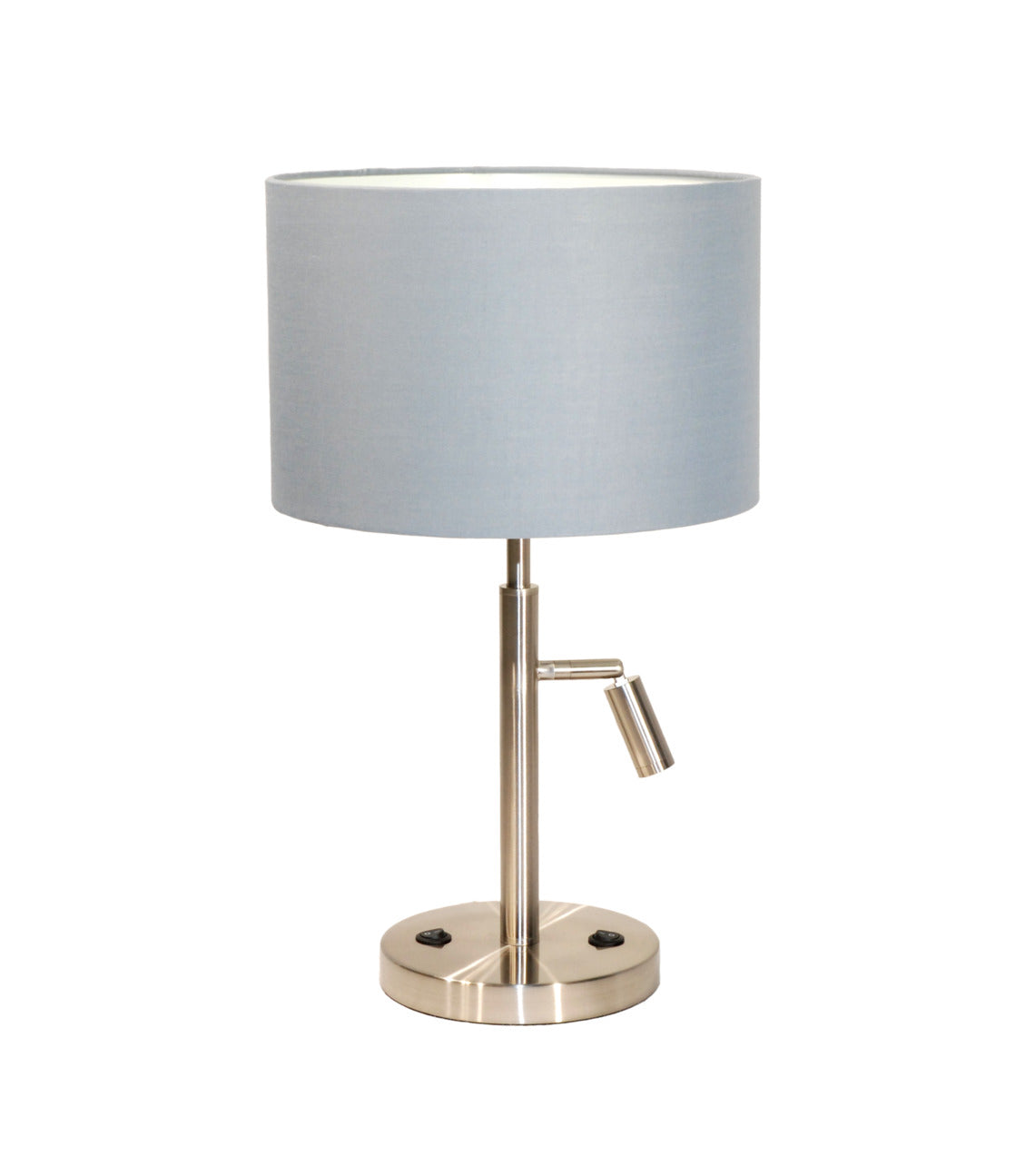 Tyylikkäässä HC-pöytävalaisimen satiinin värisessä rungossa on kohdevalo. Varjostimen väri on harmaa.