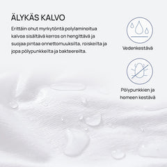 Heaven By Unico -sijauspatjansuoja on hengittävä ja varustettu älykkäällä vedenkestävällä kalvolla, joka suodattaa erinomaisesti kosteutta.  Pintaa suojaava kerros suojaa myös pölypunkeilta ja homeelta.