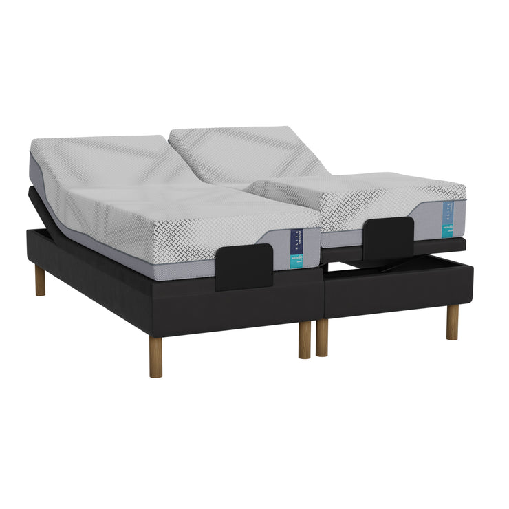 Musta Heaven By Unico Elite -moottorisänkypaketti 180 x 200 cm. Pakettiin kuuluu 2 kpl Suomessa valmistettua, portaattomasti säädettävää 90 cm leveää Lounge-moottorisänkyä, 2 kpl 90 x 200 cm Elite Air Feel™ memory foam patjaa sekä pyöreät tammen väriset jalat.