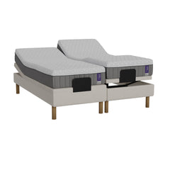 Valkoinen Heaven By Unico Fusion -moottorisänkypaketti. Pakettiin kuuluu 2 kpl Suomessa valmistettua, portaattomasti säädettävää Lounge-moottorisänkyä, 2 kpl Fusion Nano Cool™ -patjaa sekä pyöreät tammen väriset jalat.