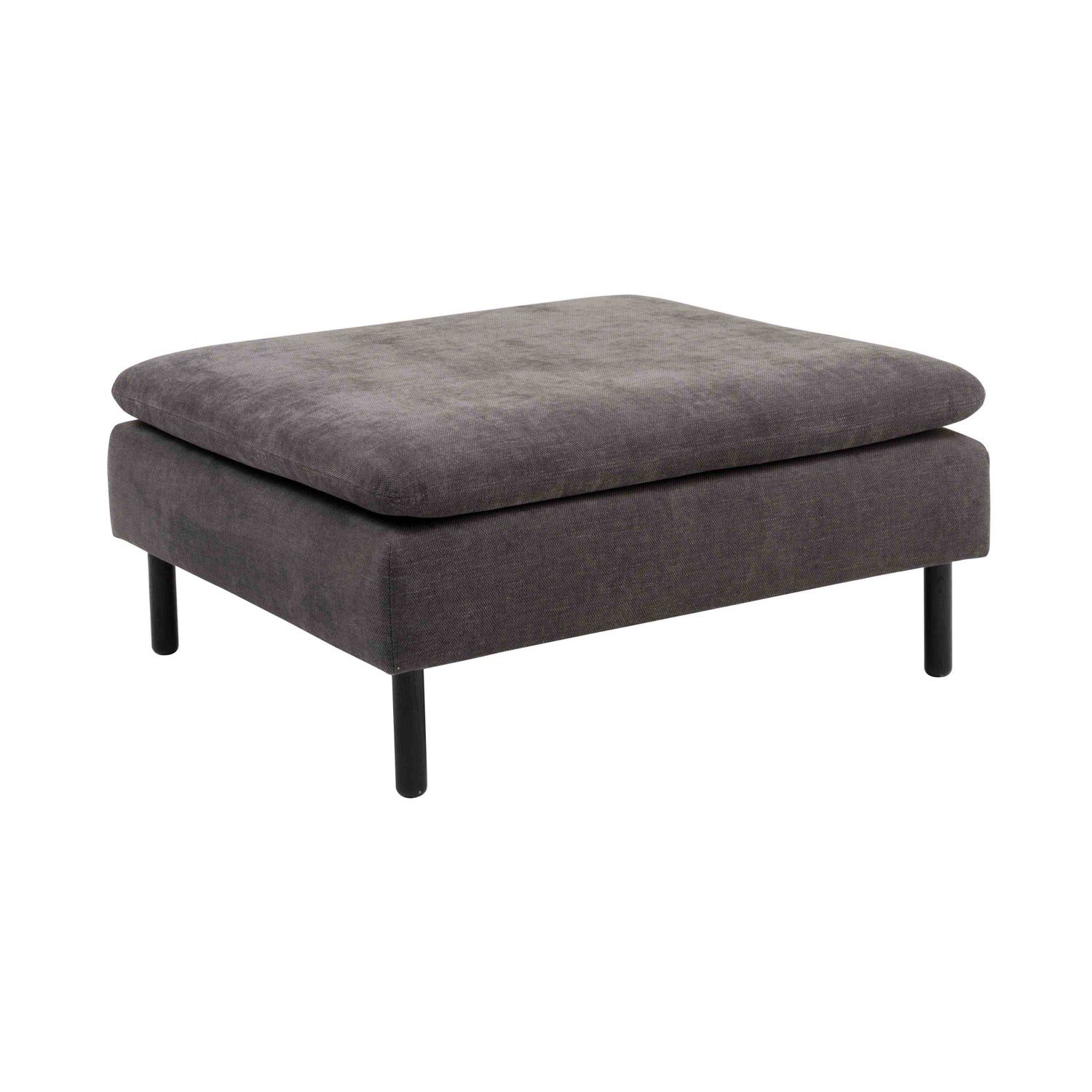 Idyll-moduulisohvan rahi 96 x 86 cm grafiitinvärisellä Ponza Stone 03 -verhoilukankaalla, sekä mattamustilla tammijaloilla.