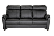 Kuvan 3 istuttavan Isabella-sohvan verhoiluna on C30 Merone-nahka värissä 3002 musta. Sivut ja taustat ovat keinonahkaa.