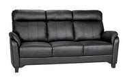 Isabella on ryhdikäs sohva, jossa on panostettu erityisesti istuttavuuteen. Kuvan sohvan verhoiluna on Merone-nahka värissä 3002 musta. Sivut ja taustat ovat keinonahkaa.