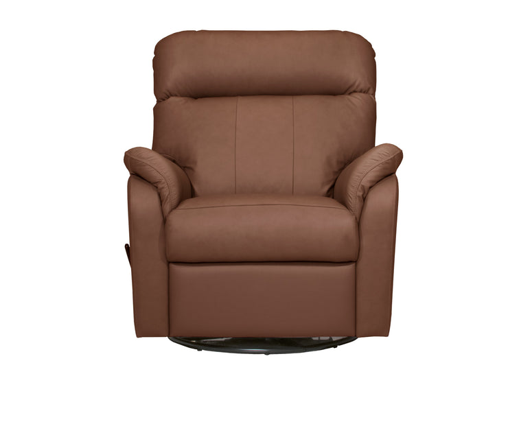 Isabella-mekanismituoli konjakin ruskealla Merone 3017 -nahkaverhoilulla. Recliner-tuolissa on kahvakäyttöinen kääntömekanismi.
