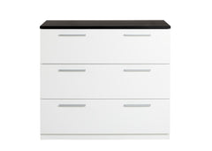 90 cm leveä Karo-lipasto mustalla kannella.