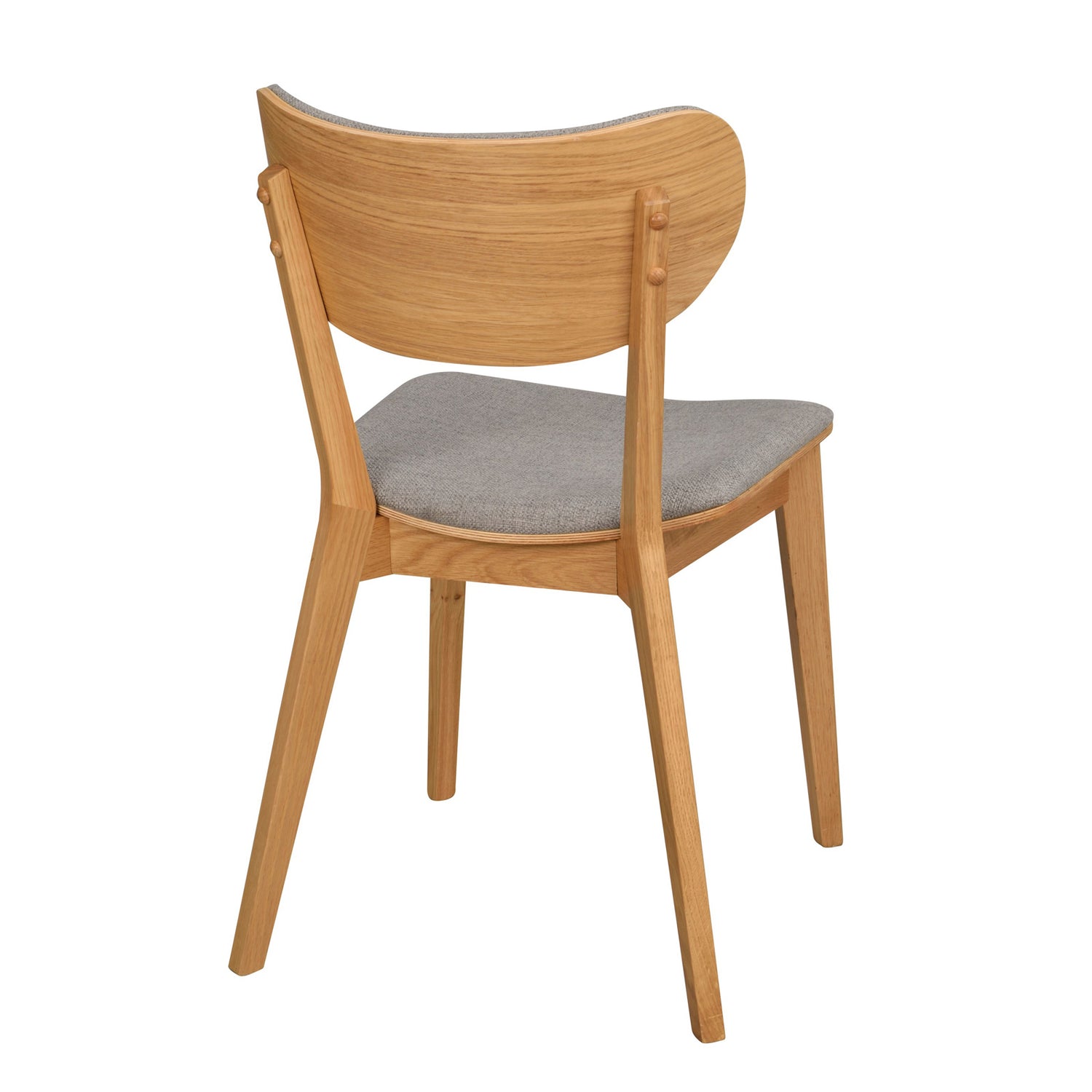 Kato-taivutetuoli tammen värisenä, harmailla istuimen ja selkänojan kangasverhoiluilla.
