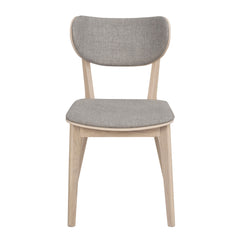 Kato-taivutetuoli valkotammen värisenä, harmailla istuimen ja selkänojan kangasverhoiluilla.