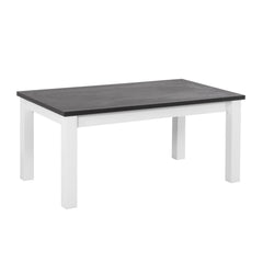 Valkoinen Kivi-sohvapöytä antrasiitinvärisellä kansilevyllä.