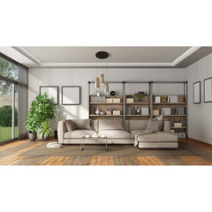 Log on Design by Grönlundin kattovalaisin, jota on kolmea eri kokoa. Kuvassa on pienimmät Ø 10 cm harjatun messingin väriset Log-valaisimet useamman valaisimen kokonaisuutena sohvan päällä.