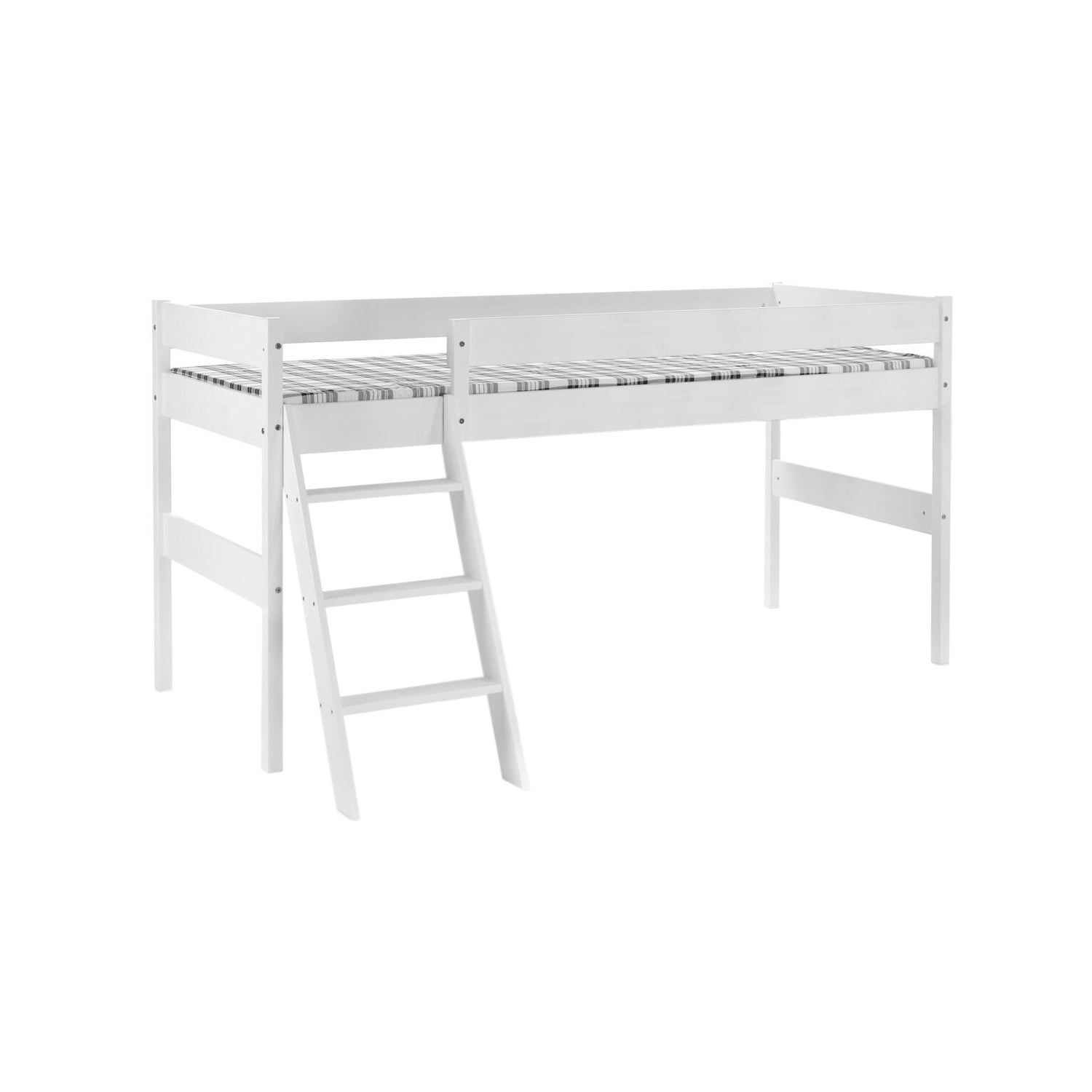 Matala Lotta-parvisänky ilman lisävarusteita, petsattu kuultovalkoinen. Kuvassa on patja joka myydään erikseen.