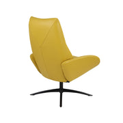 Kebe Lotus -nojatuoli keltaisella Balder-nahkaverhoilulla ja mustalla Sub 4 -jalalla. Tuolissa on kääntyvä ja kallistuva mekanismi.