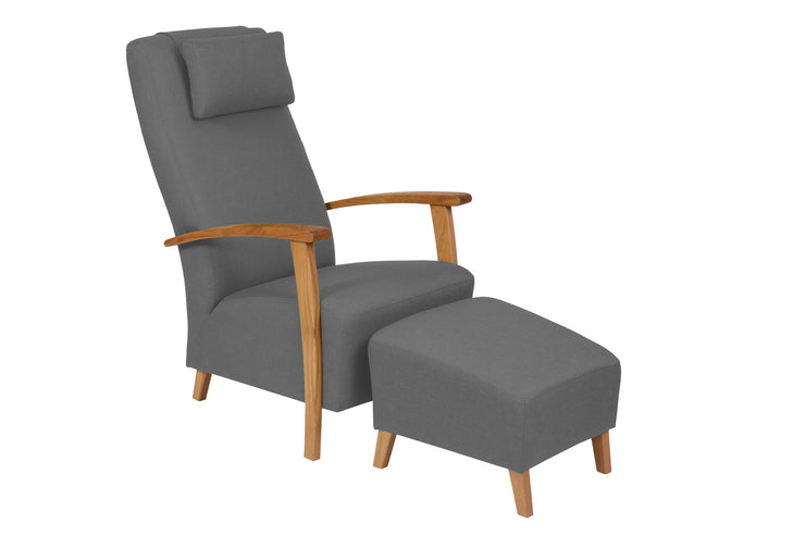 Marja-rahi lyijyn värisellä Etna 91 -kangasverhoilulla. Kuvassa on myös erikseen myytävä Marja-nojatuoli.