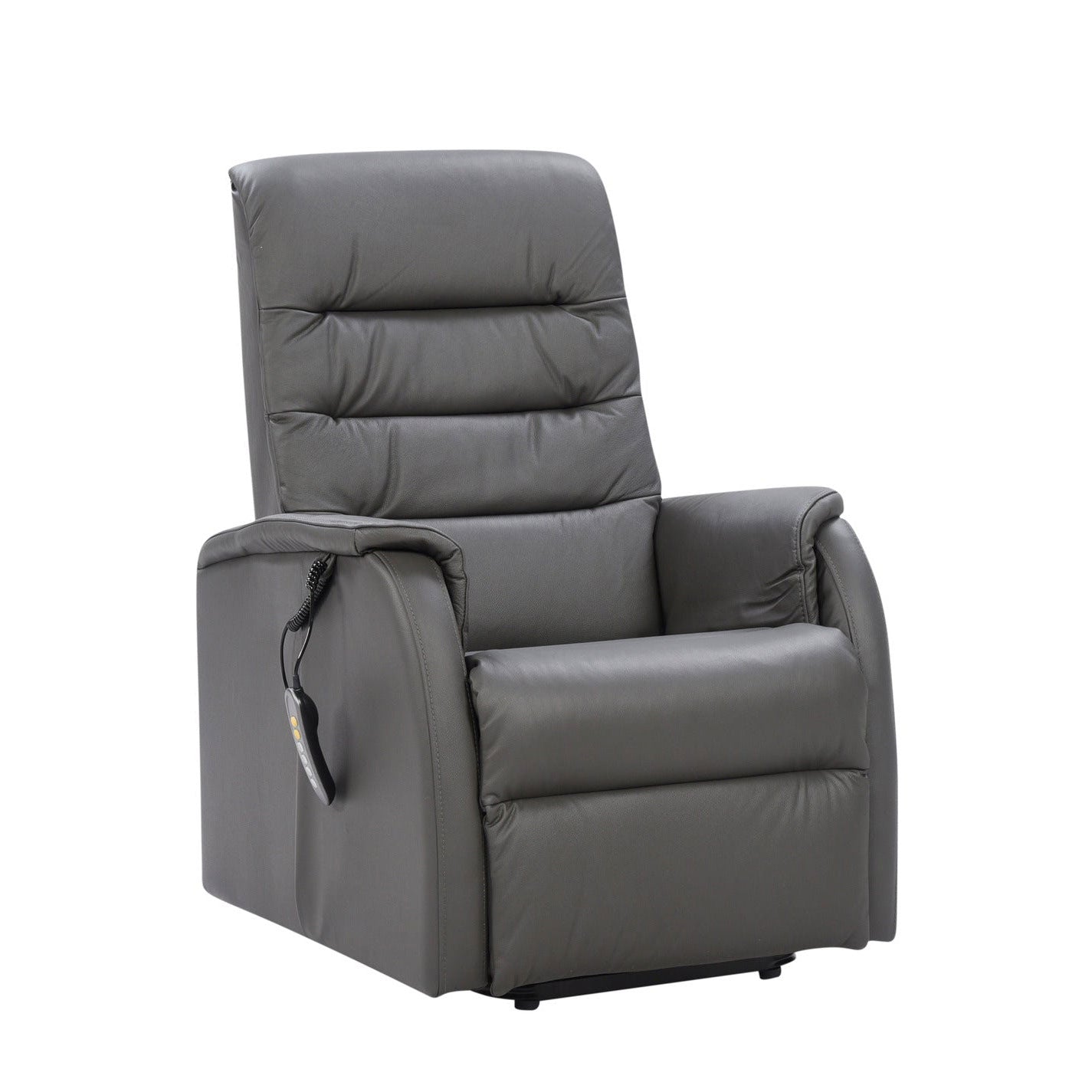 Matilda-seniorituoli harmaalla nahkaverhoilulla.