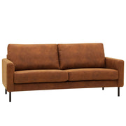 Kolmen istuttava Mila-sohva ruskealla Texas-kankaalla ja ohuilla mustilla pyöreillä metallijaloilla.