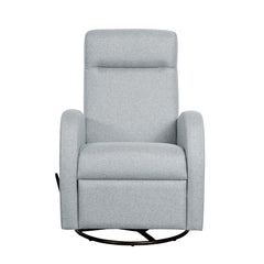 Nauvo 3 -recliner-tuoli vaaleanharmaalla Suma 17 -verhoilukankaalla. Nauvo 3 -mekanismituoli on malliltaan siro ja kapea recliner, jonka toimintoja säädetään kuvassa näkyvästä muovisesta kahvasta.