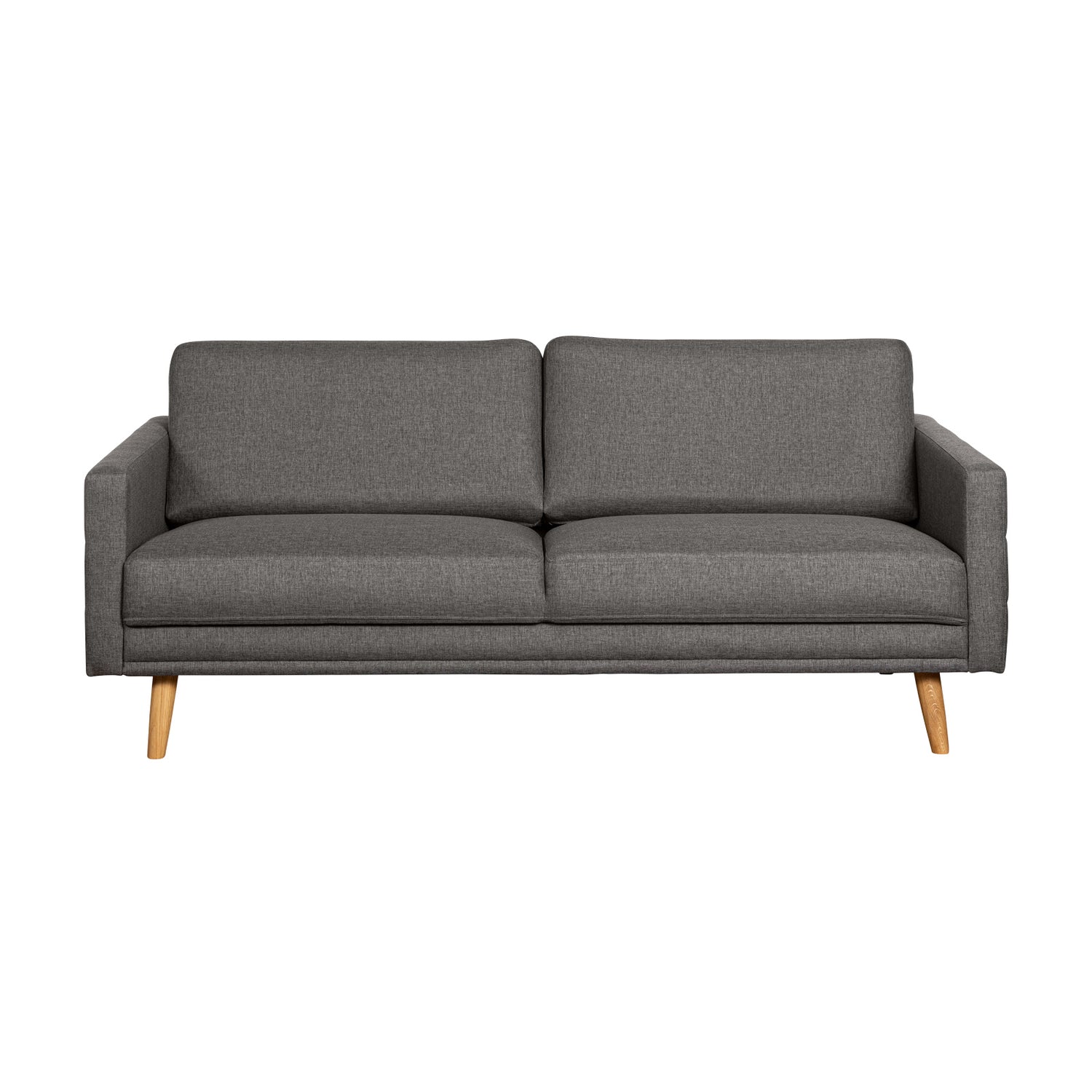 Nauvo-sohva tummanharmaalla Suma 7 -kangasverhoilulla ja luonnonvärisillä puujaloilla.