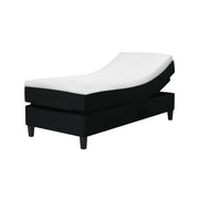 Jensen Nova Max Aqtive II -moottorisängyn musta verhoiluväri ja nelikulmaiset 14 cm korkeat tammijalat. Sleep 1 -sijauspatja ja jalat sisältyvät hintaan.