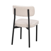 Paisley-tuoli beigenvärisellä RPET-verhoilukankaalla ja mustilla metallijaloilla.