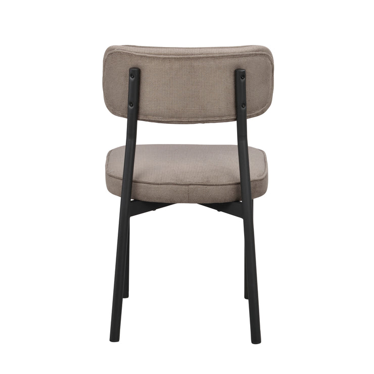 Paisley-tuoli harmaanruskealla RPET-verhoilukankaalla ja mustilla metallijaloilla.