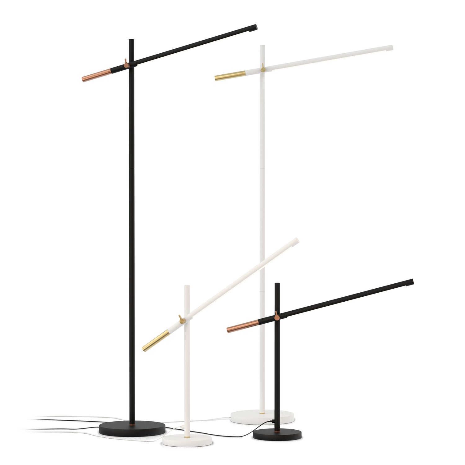 Piano-sarjasta löydät sekä lattia- että pöytävalaisimet, jonka valaisinosan kallistusta voi säätää.