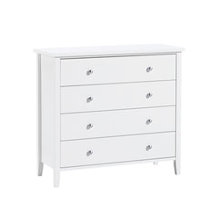 Kokovalkoinen Saara-sarjan 4-laatikkoinen leveä lipasto.