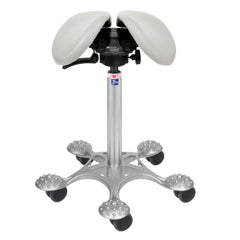 Nahkaverhoiltu Salli SwingFit -satulatuoli, vaaleanharmaa.