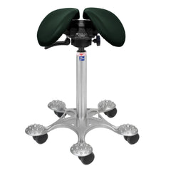 Nahkaverhoiltu Salli SwingFit -satulatuoli, tummanvihreä.